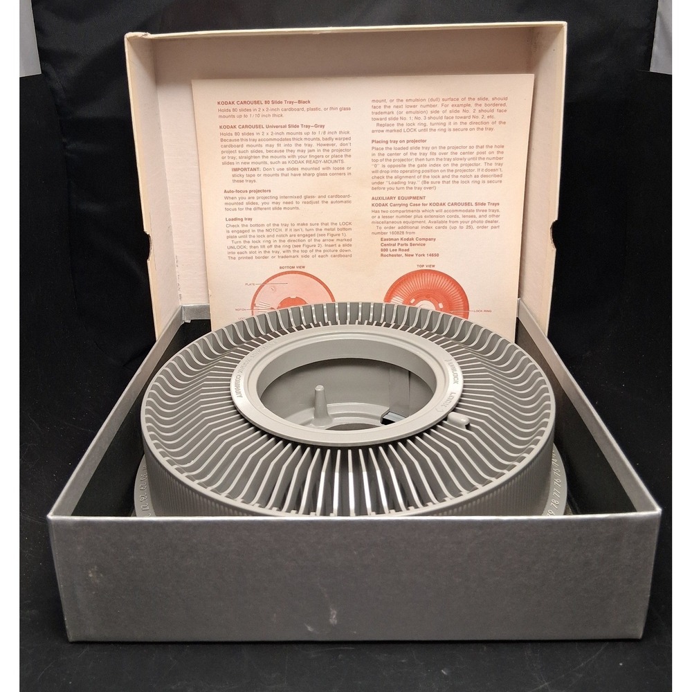 Kodak Carousel Universal Slide Tray Gray 80 Slides CAT 148 6232 Vintage Boxed